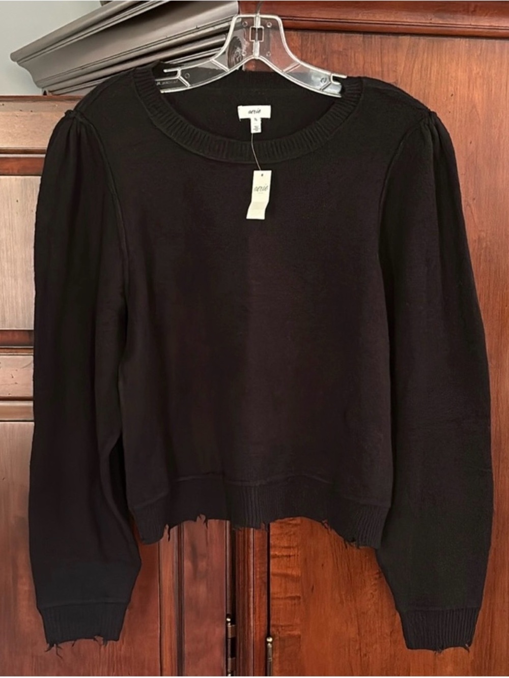 NWOT Aerie Cozy Distressed Crewneck Sweater